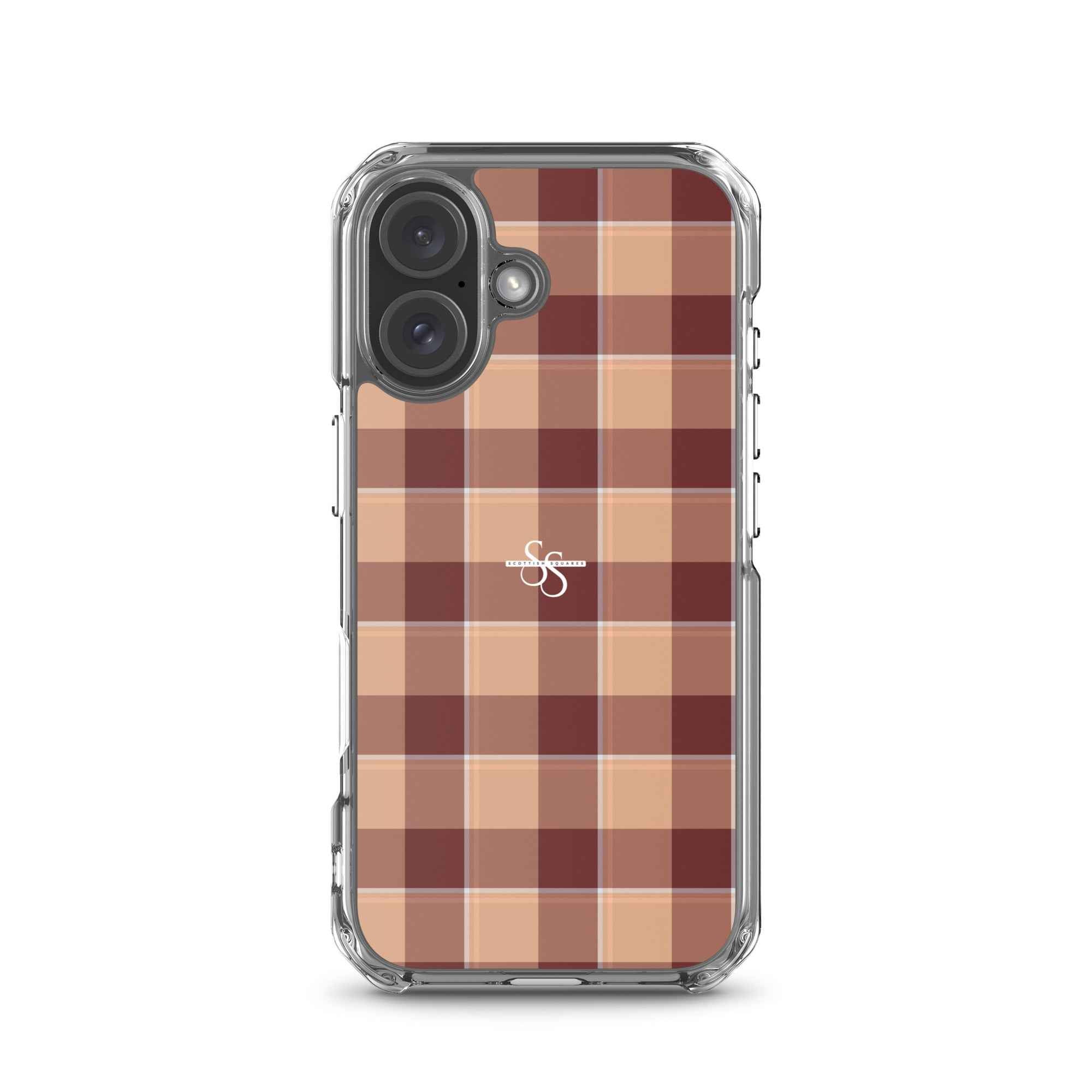 Clear Case for iPhone Whiskey and Livid Brown Plaid iPhone 16 - Scottish Squares