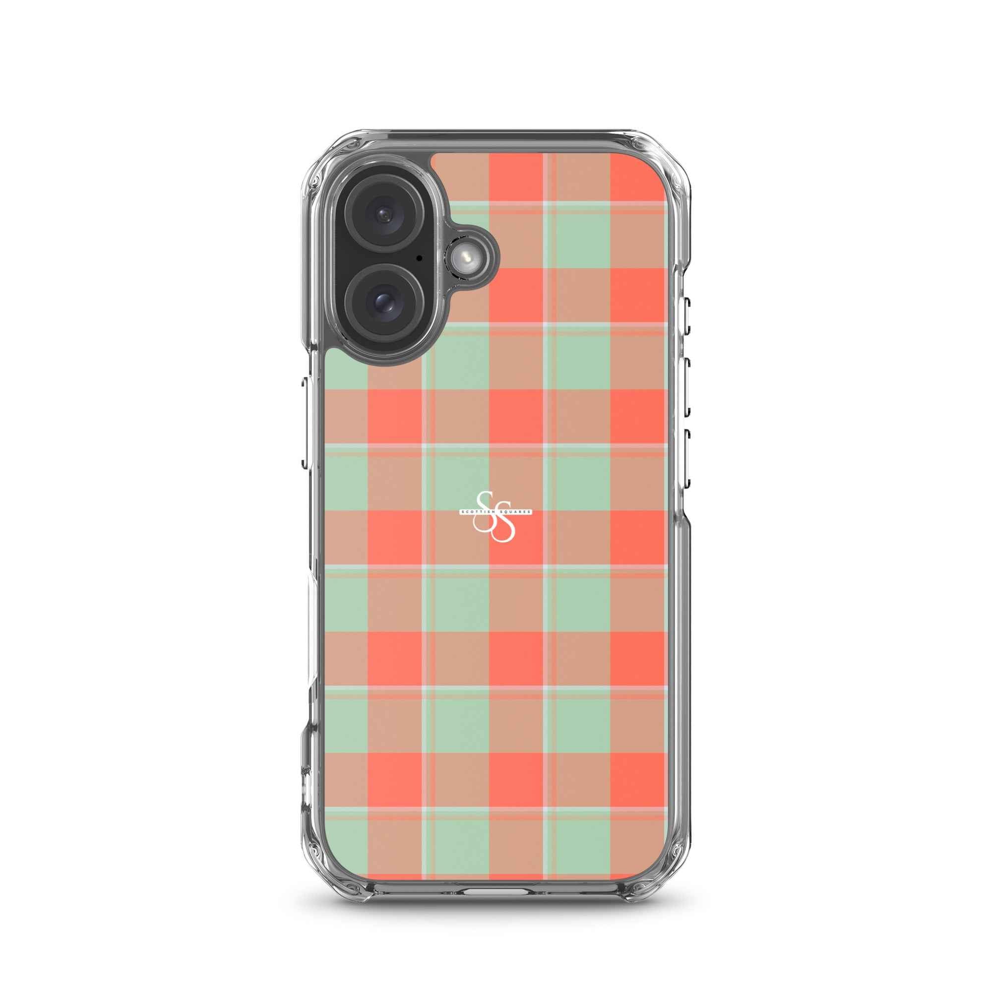 Clear Case for iPhone Spring Rain and Persimmon Plaid iPhone 16 - Scottish Squares