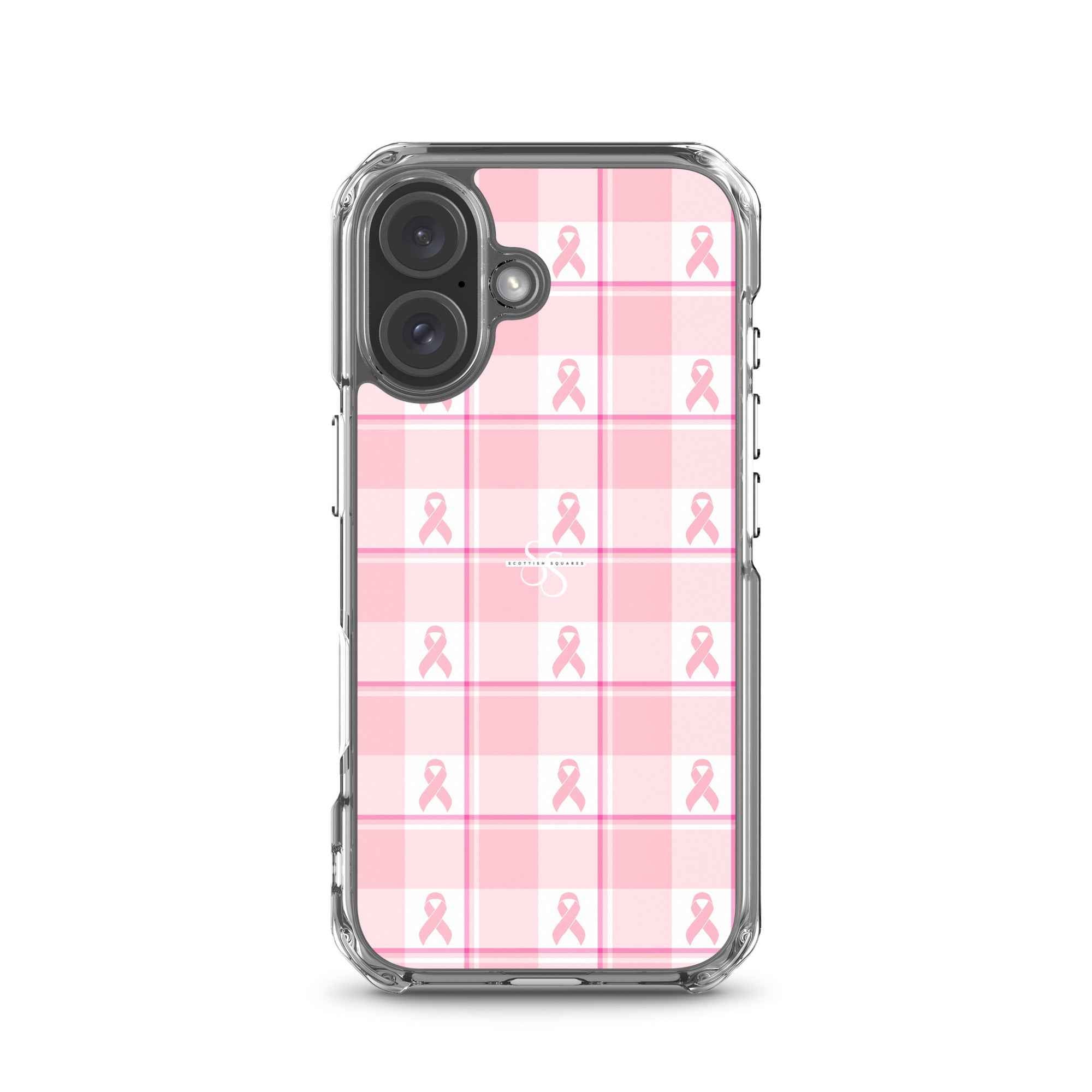 Clear Case for iPhone Breast Cancer Awareness Plaid iPhone 16 - Scottish Squares