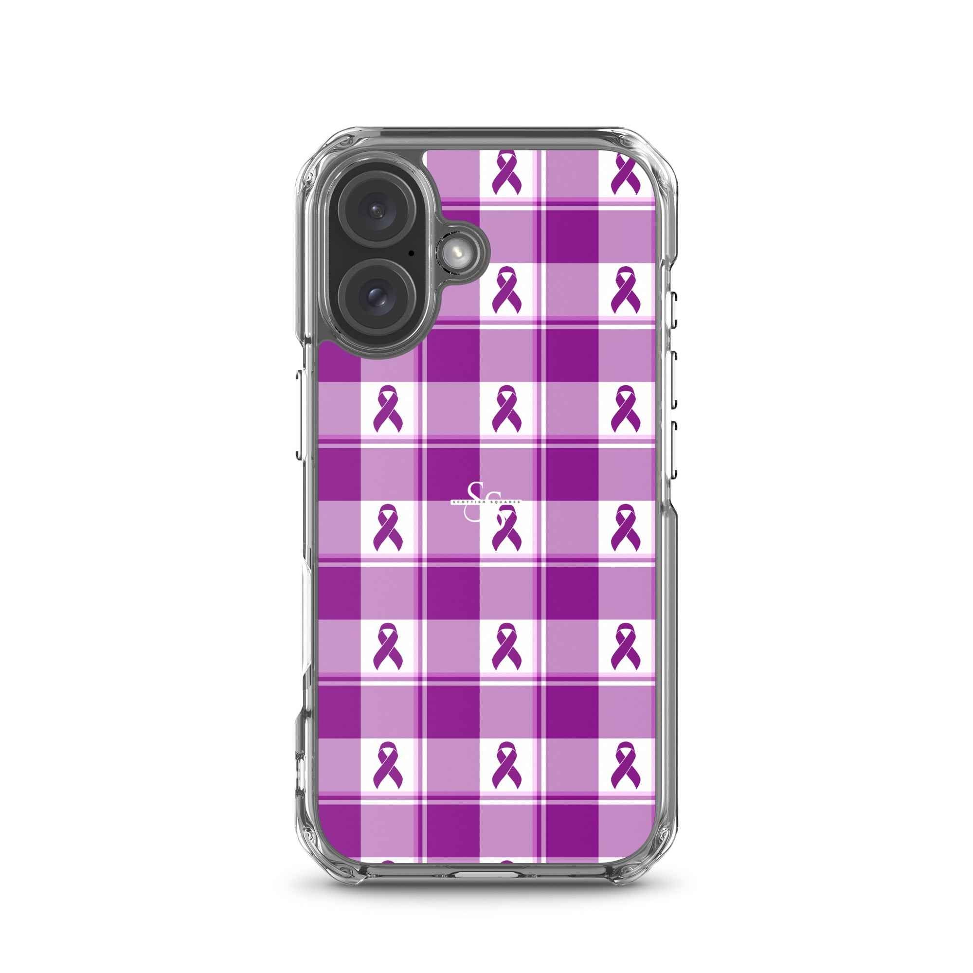 Clear Case for iPhone Pancreatic Cancer Awareness Plaid iPhone 16 - Scottish Squares