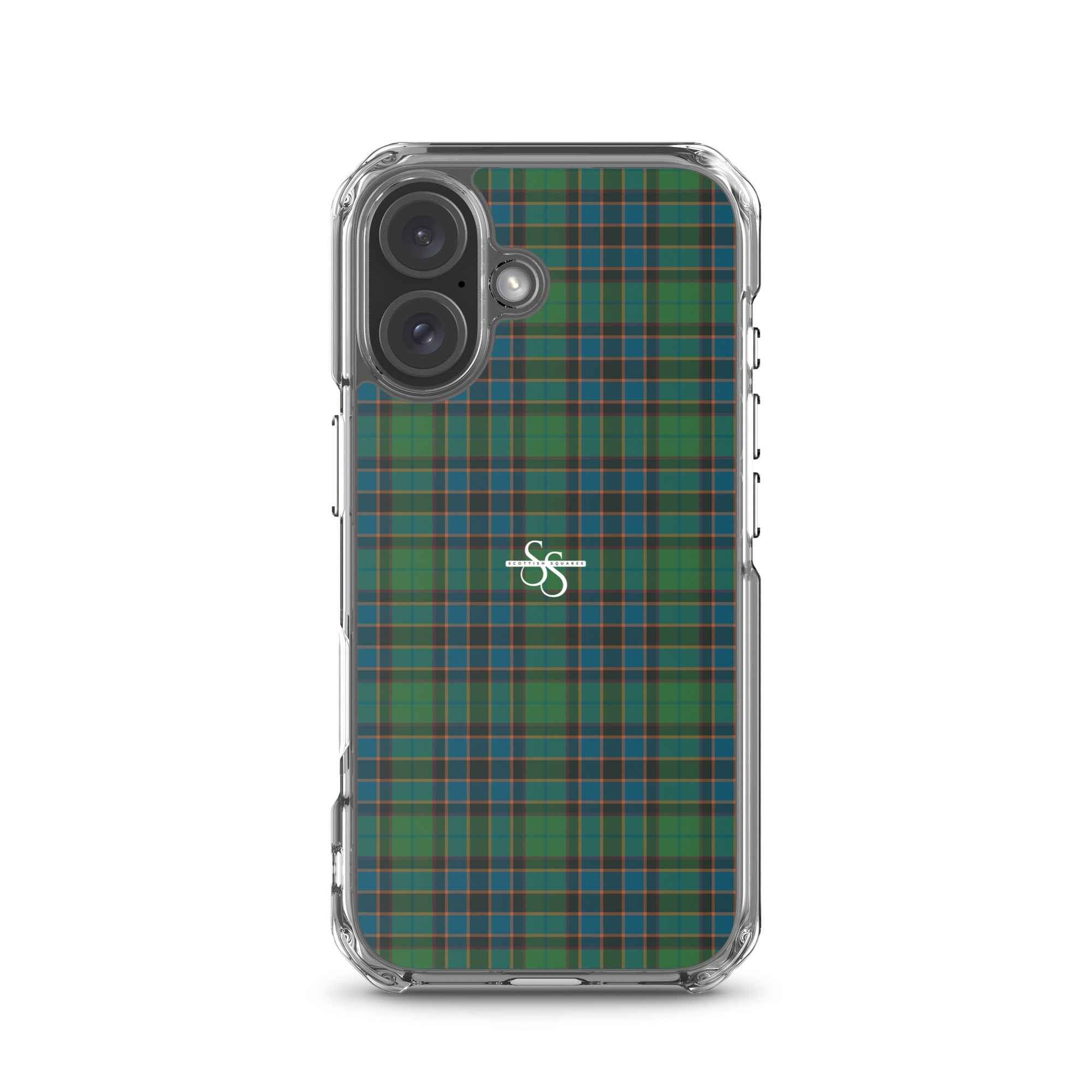Clear Case for iPhone Green Blue Orange Plaid Tartan
