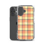 Clear Case for iPhone Claystone and Morning Mist Plaid - Scottish Squares
