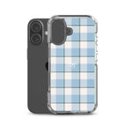 Clear Case for iPhone Pink Cloud and Blue Lagoon Plaid - Scottish Squares