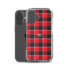 Clear Case for iPhone Red Ribbon and Heavy Metal Plaid - Scottish Squares