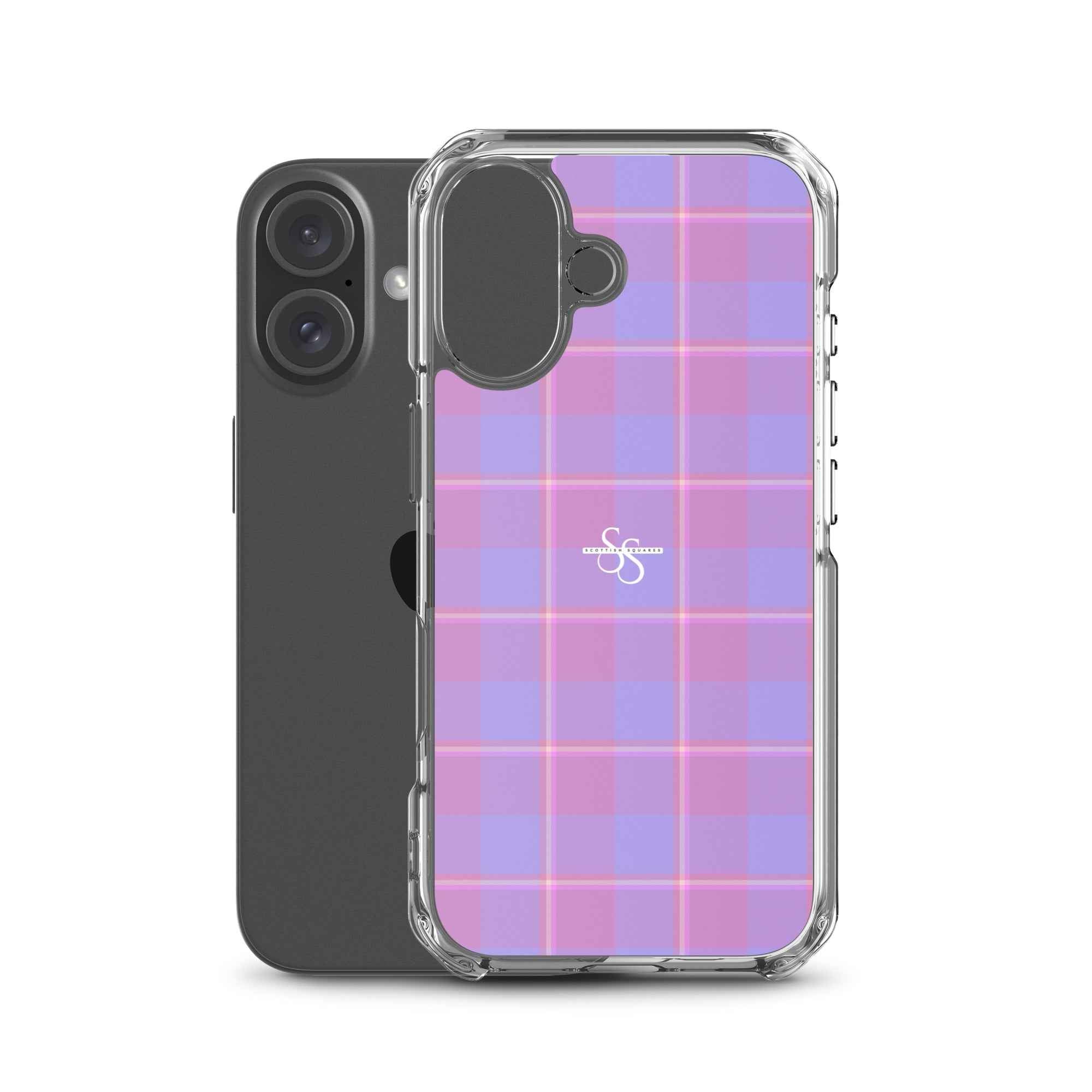 Clear Case for iPhone Viola and Dull Lavender Plaid - Scottish Squares