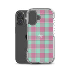 Clear Case for iPhone Vista Blue and Turkish Rose Plaid - Scottish Squares