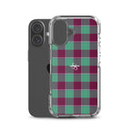 Clear Case for iPhone Ocean Green and Mulberry Wood Plaid - Scottish Squares