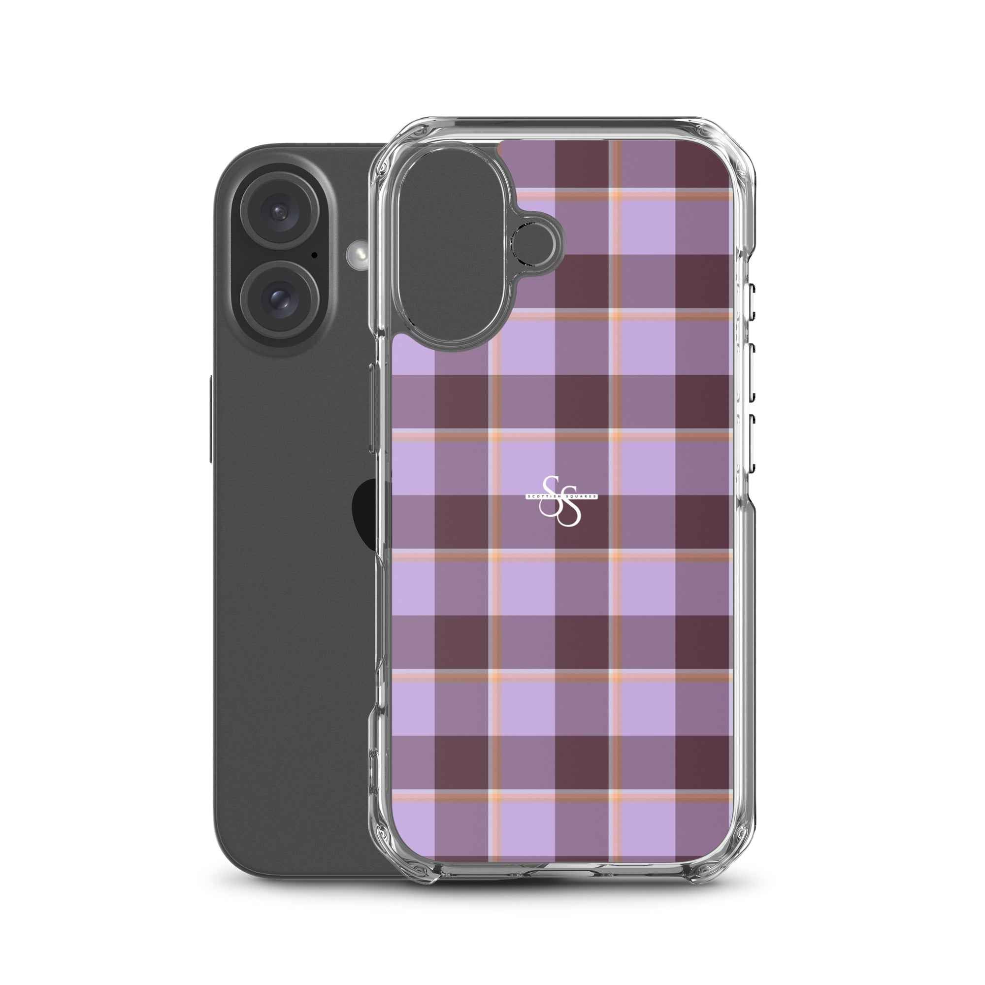 Clear Case for iPhone Light Wisteria and Livid Brown Plaid - Scottish Squares