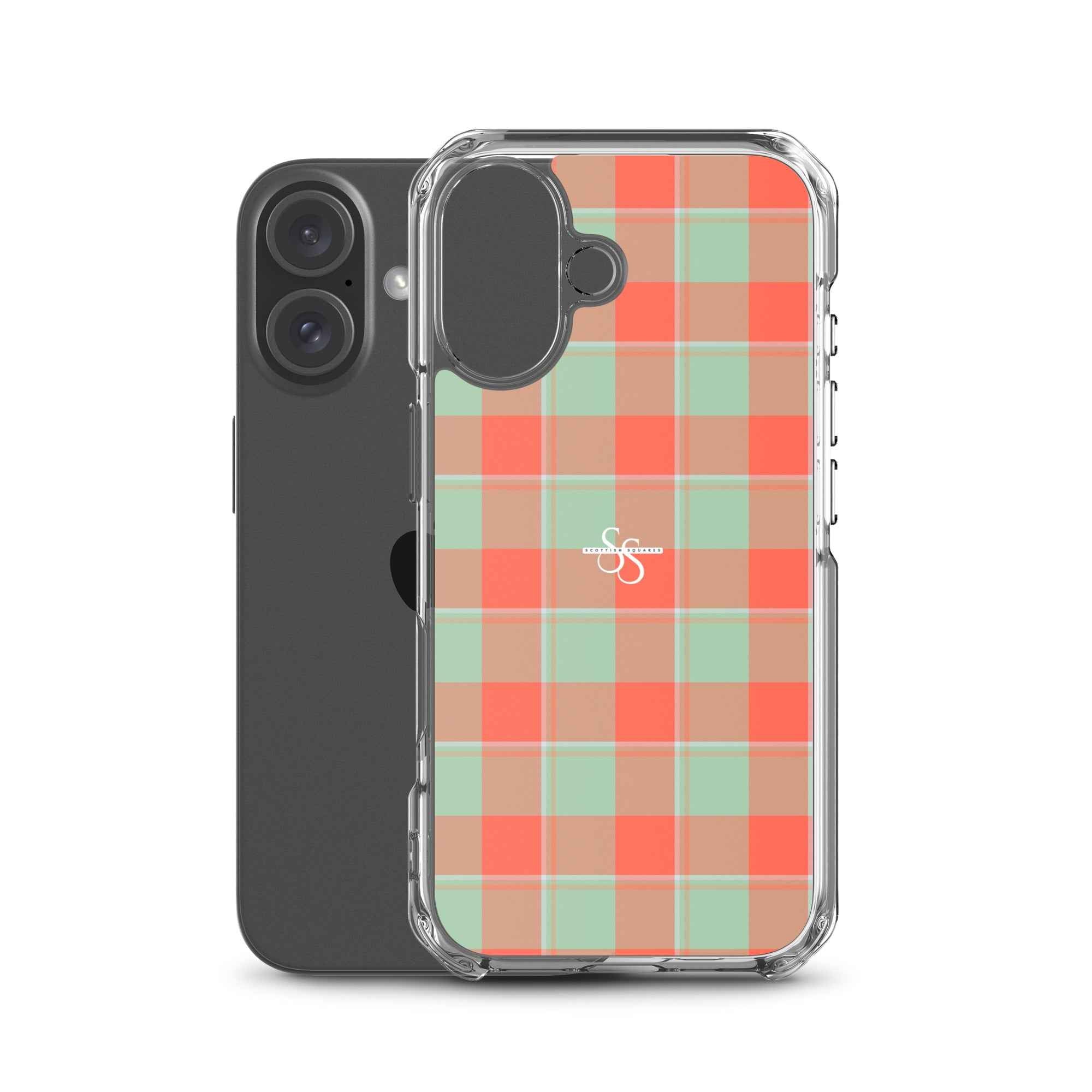 Clear Case for iPhone Spring Rain and Persimmon Plaid - Scottish Squares