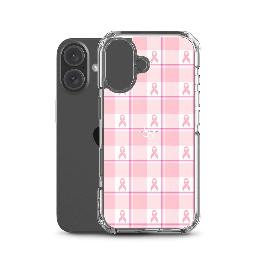 Clear Case for iPhone Breast Cancer Awareness Plaid - Scottish Squares