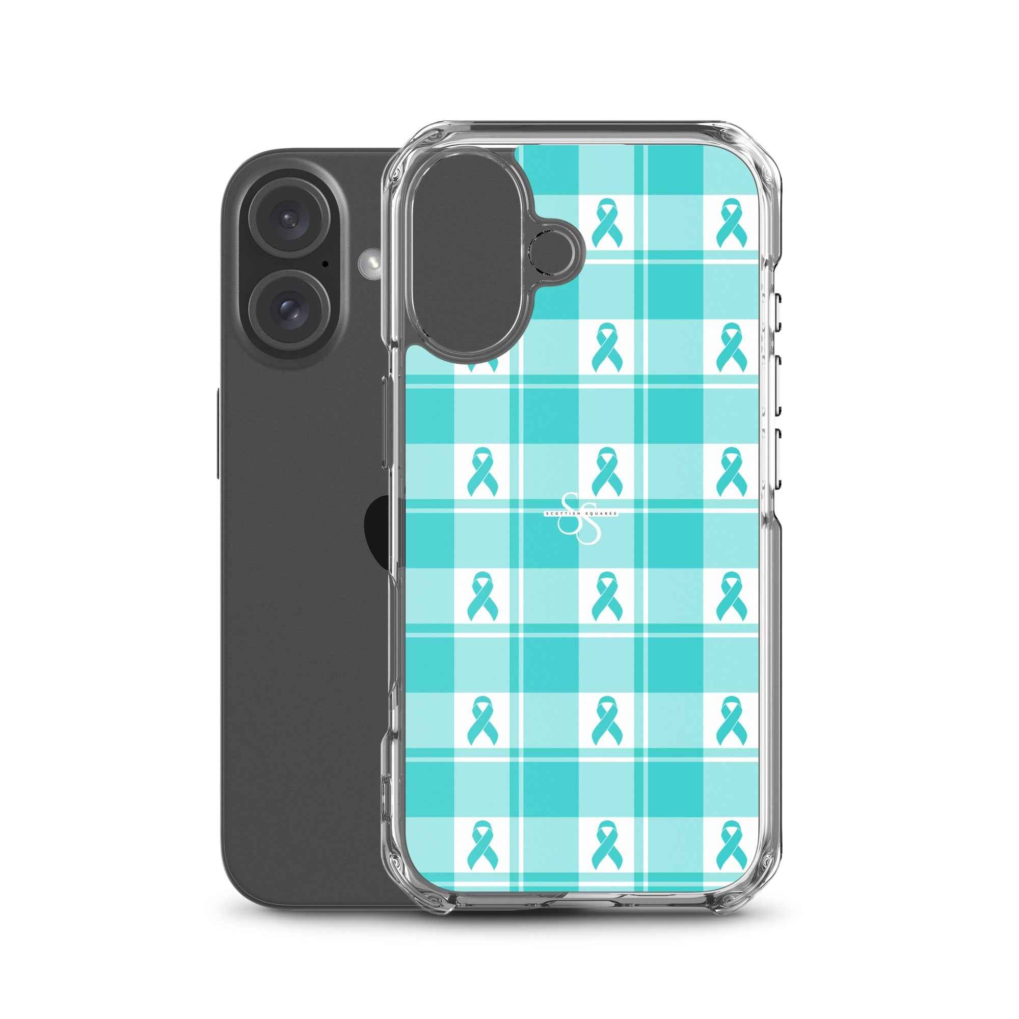 Clear Case for iPhone Ovarian Cancer Awareness Plaid - Scottish Squares