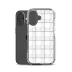 Clear Case for iPhone Lung Cancer Awareness Plaid, White Ribbon, Supportive Gift - Scottish Squares