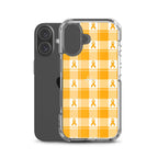 Clear Case for iPhone Kidney Cancer Awareness Plaid, Orange Ribbon, Supportive Gift - Scottish Squares