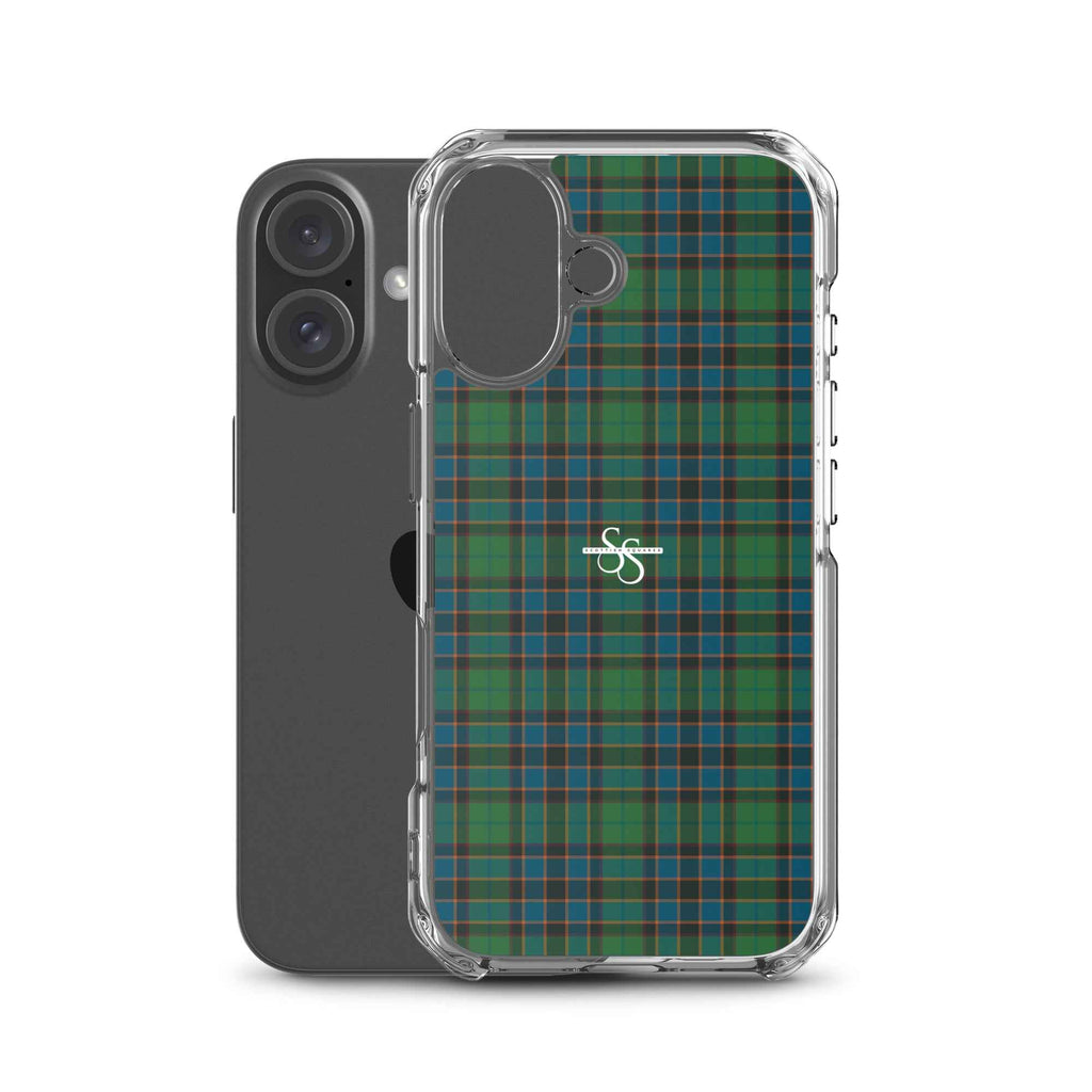 Clear Case for iPhone Green Blue Orange Plaid Tartan