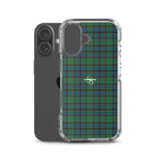 Clear Case for iPhone Green Blue Orange Plaid Tartan
