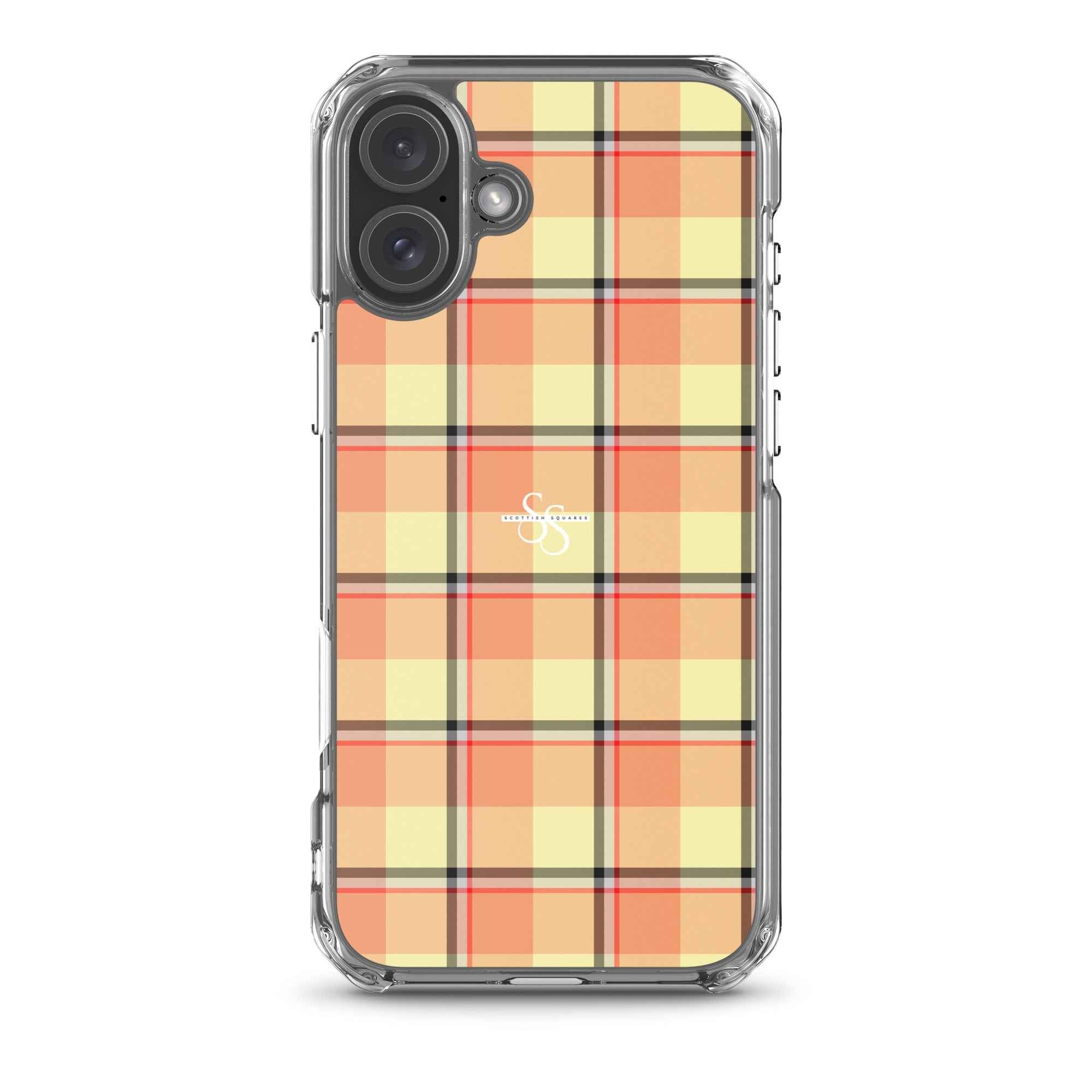 Clear Case for iPhone Claystone and Morning Mist Plaid iPhone 16 Plus - Scottish Squares