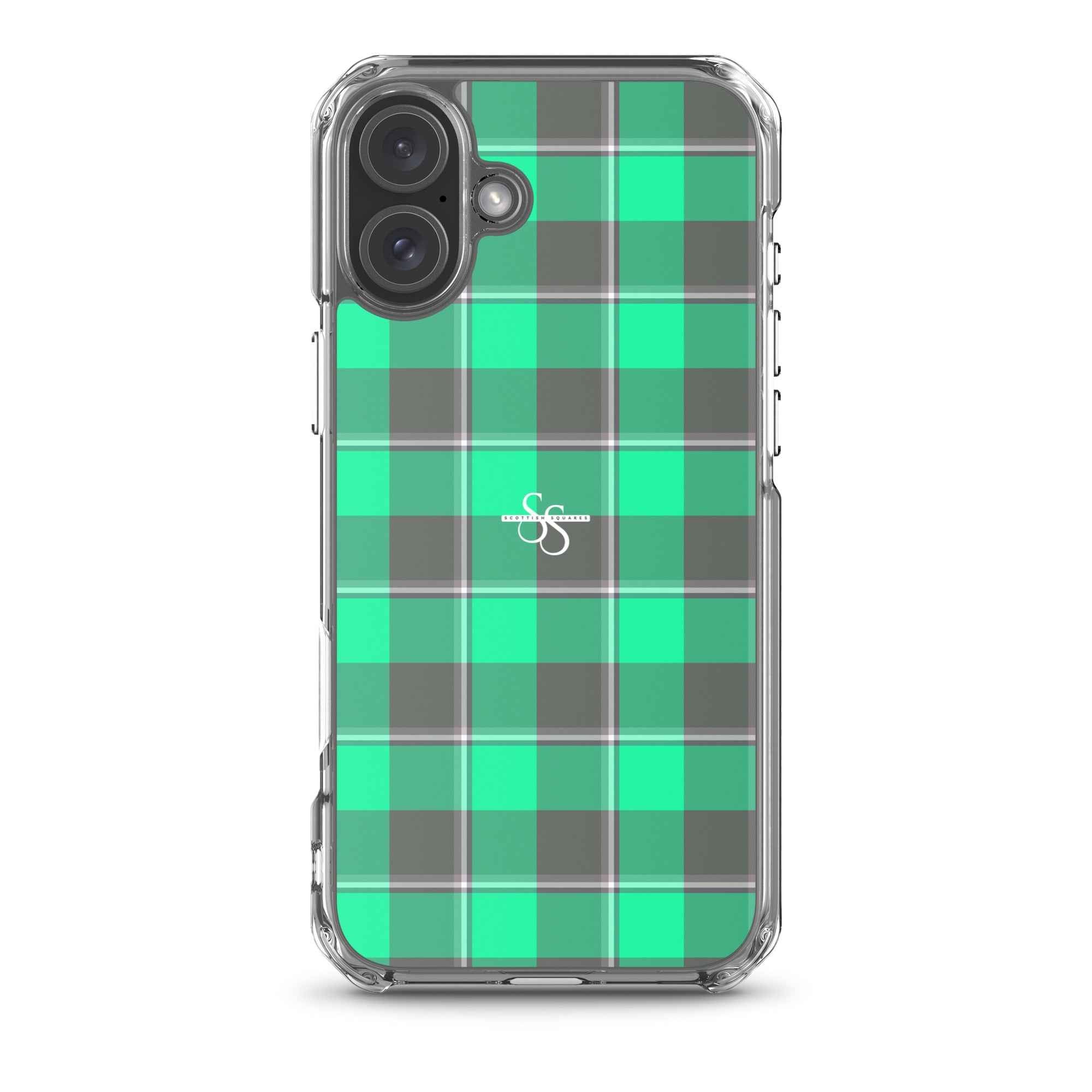 Clear Case for iPhone Spring Green and Finlandia Plaid iPhone 16 Plus - Scottish Squares