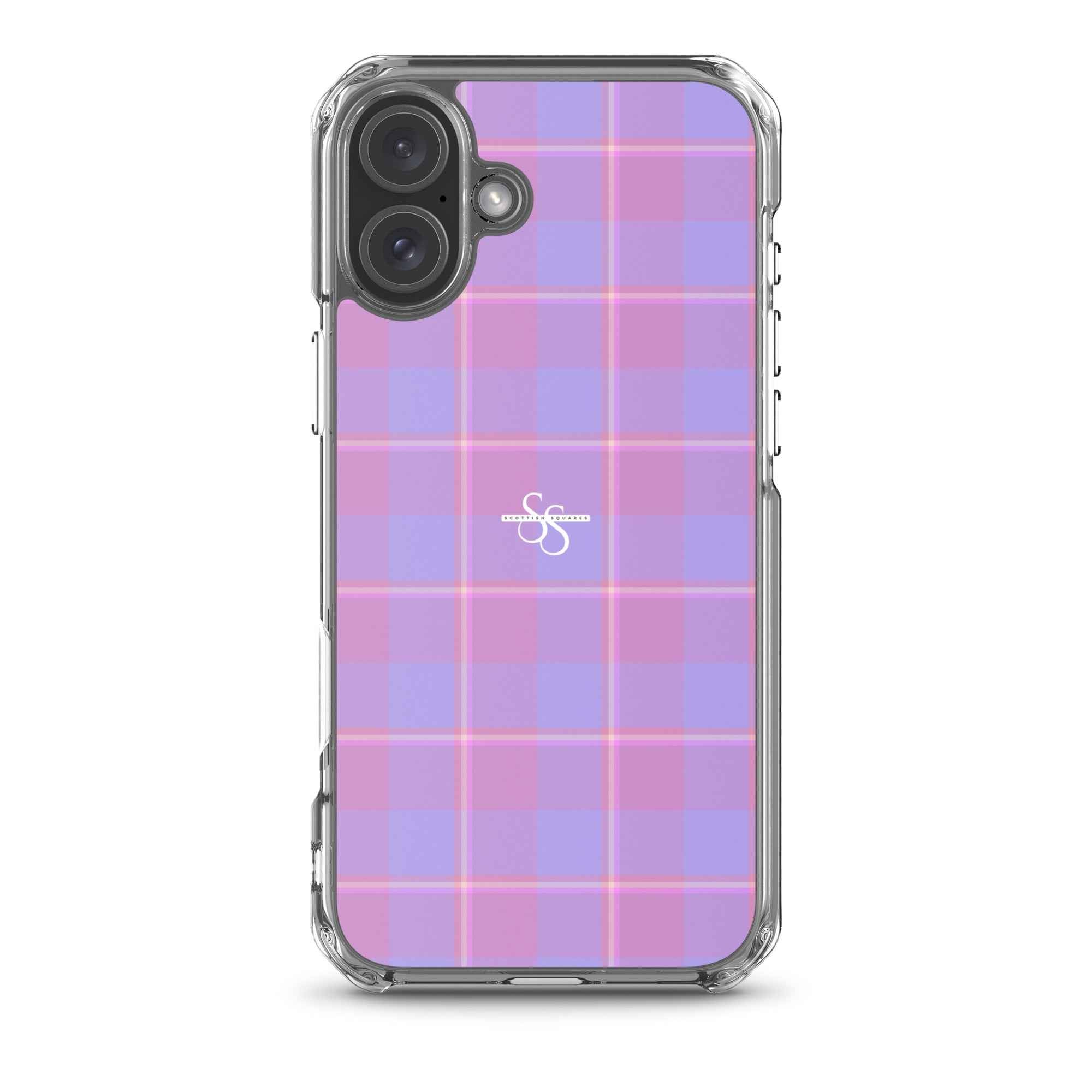 Clear Case for iPhone Viola and Dull Lavender Plaid iPhone 16 Plus - Scottish Squares