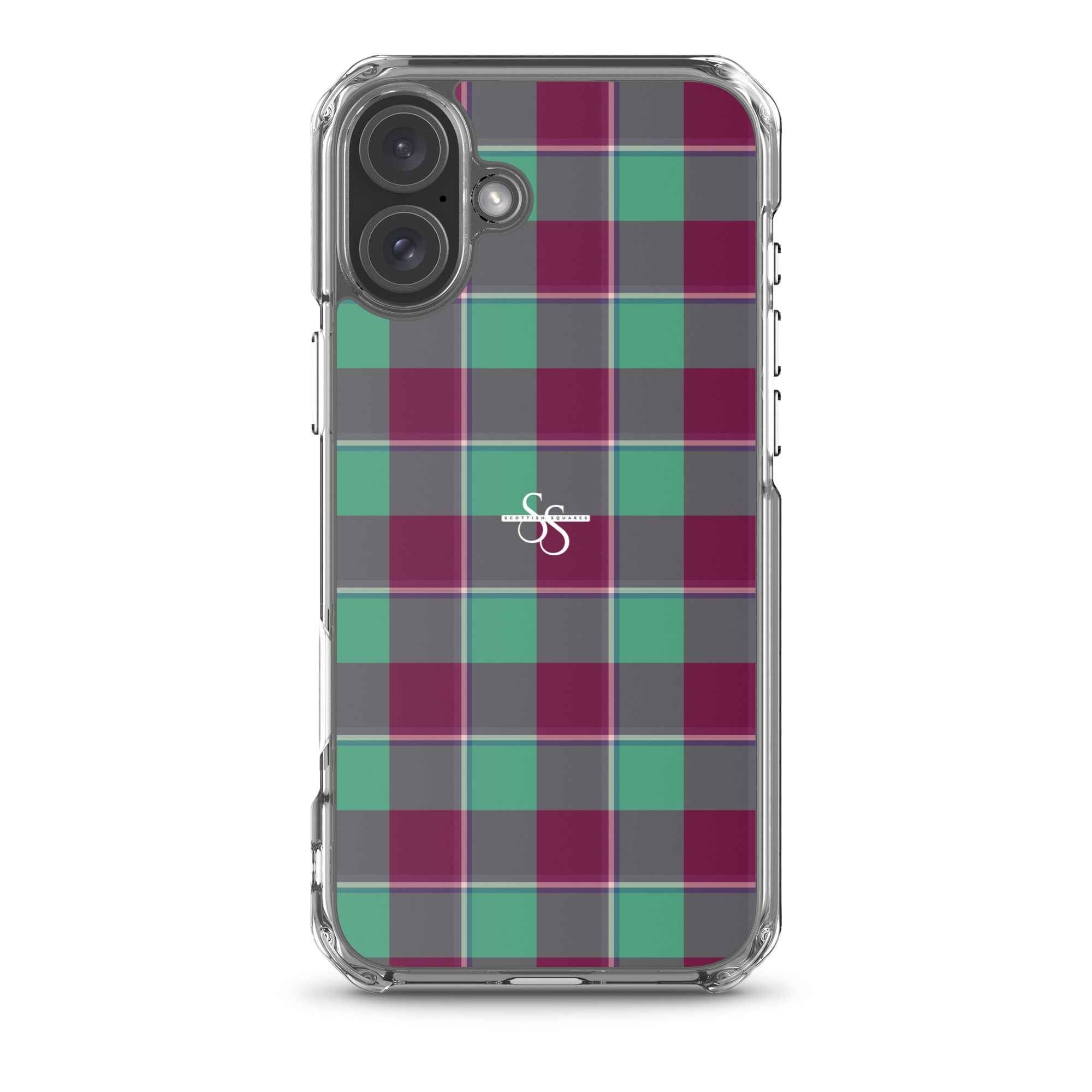 Clear Case for iPhone Ocean Green and Mulberry Wood Plaid iPhone 16 Plus - Scottish Squares