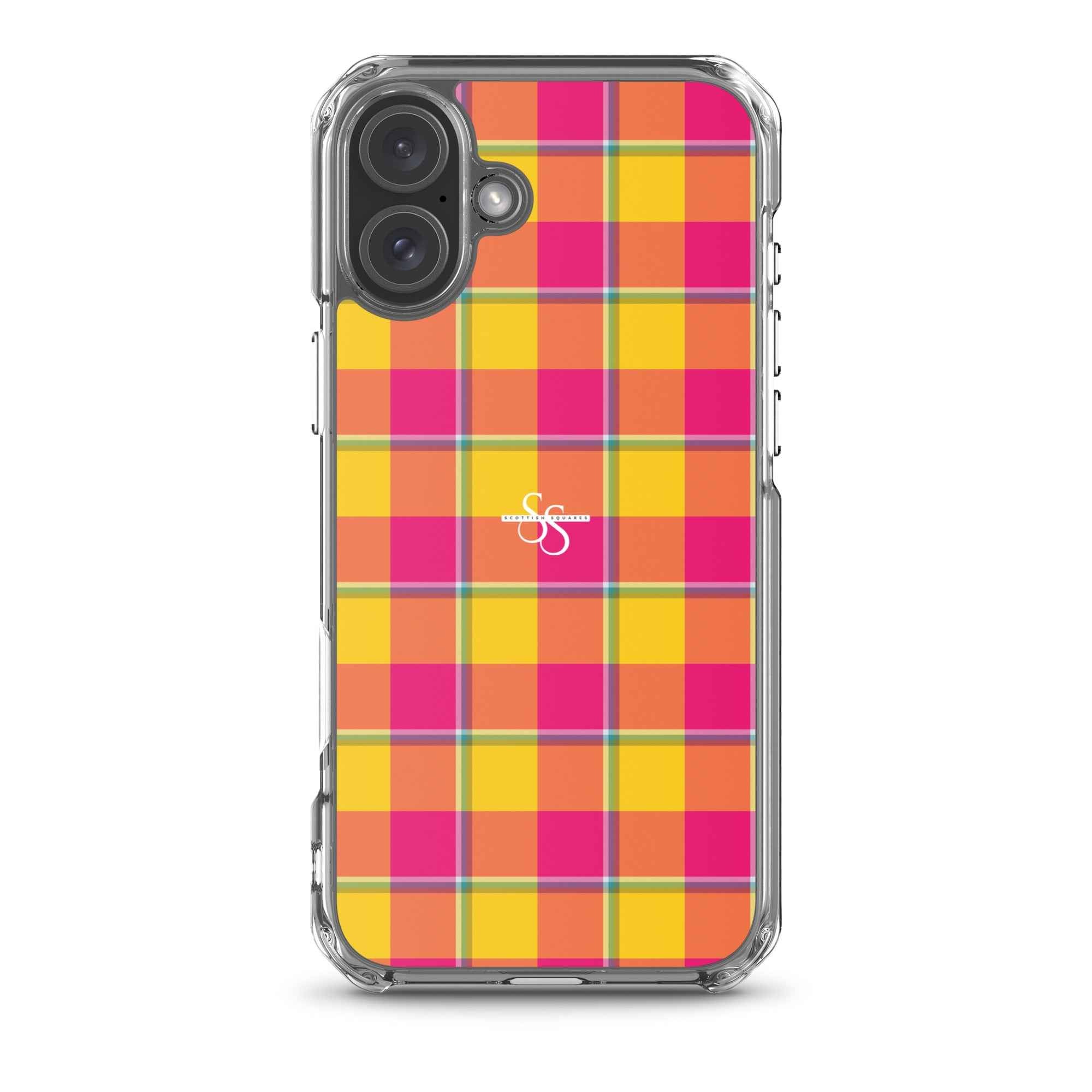 Clear Case for iPhone Corn and Razzmatazz Plaid iPhone 16 Plus - Scottish Squares