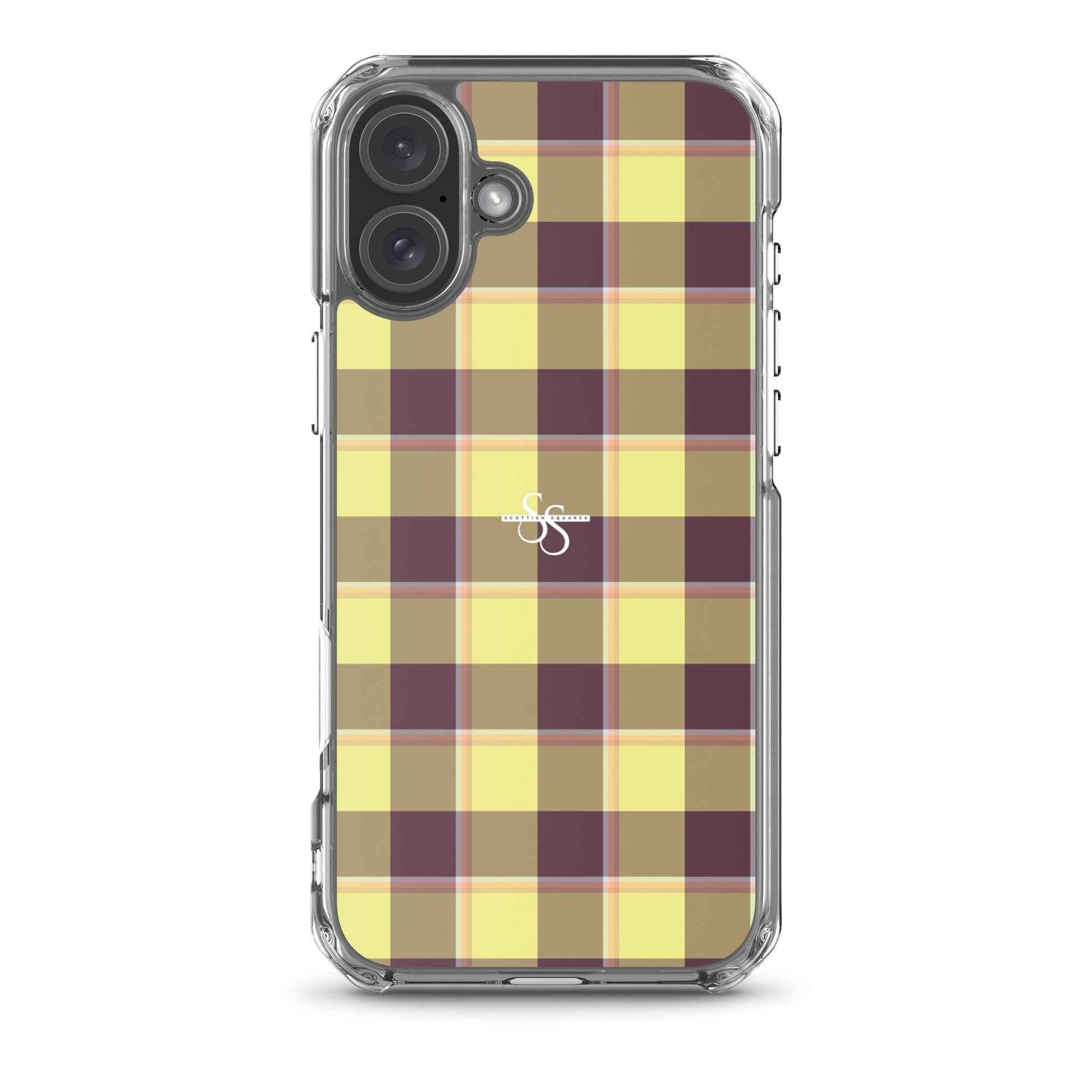 Clear Case for iPhone Flax and Livid Brown Plaid iPhone 16 Plus - Scottish Squares