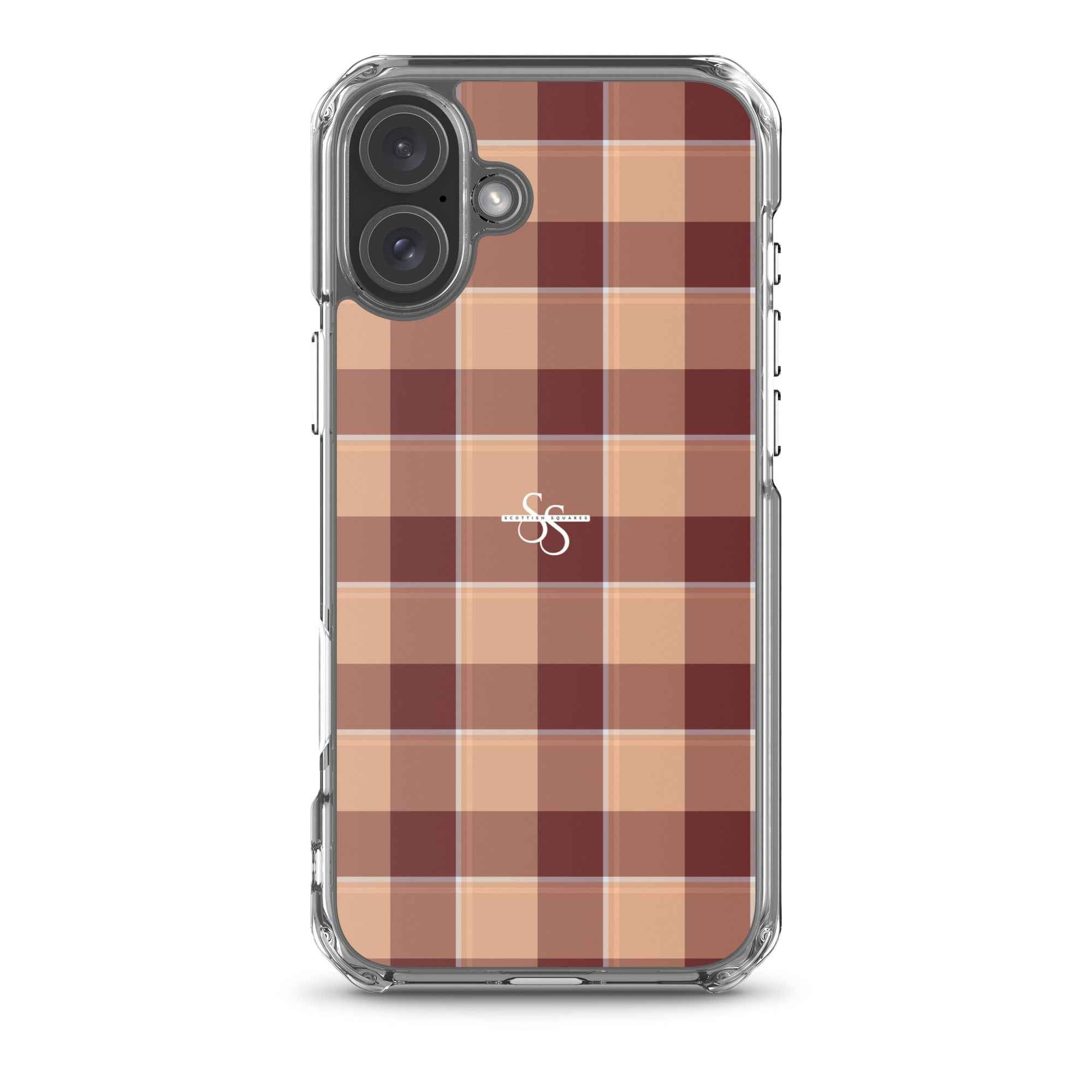 Clear Case for iPhone Whiskey and Livid Brown Plaid iPhone 16 Plus - Scottish Squares