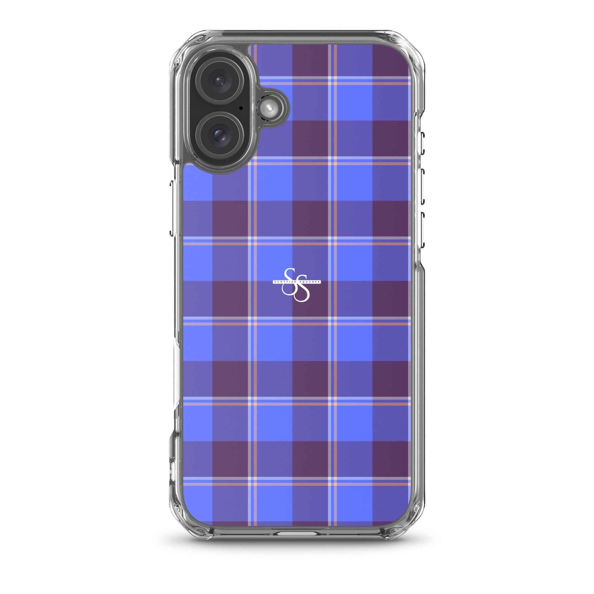 Clear Case for iPhone Cornflower Blue and Livid Brown Plaid iPhone 16 Plus - Scottish Squares