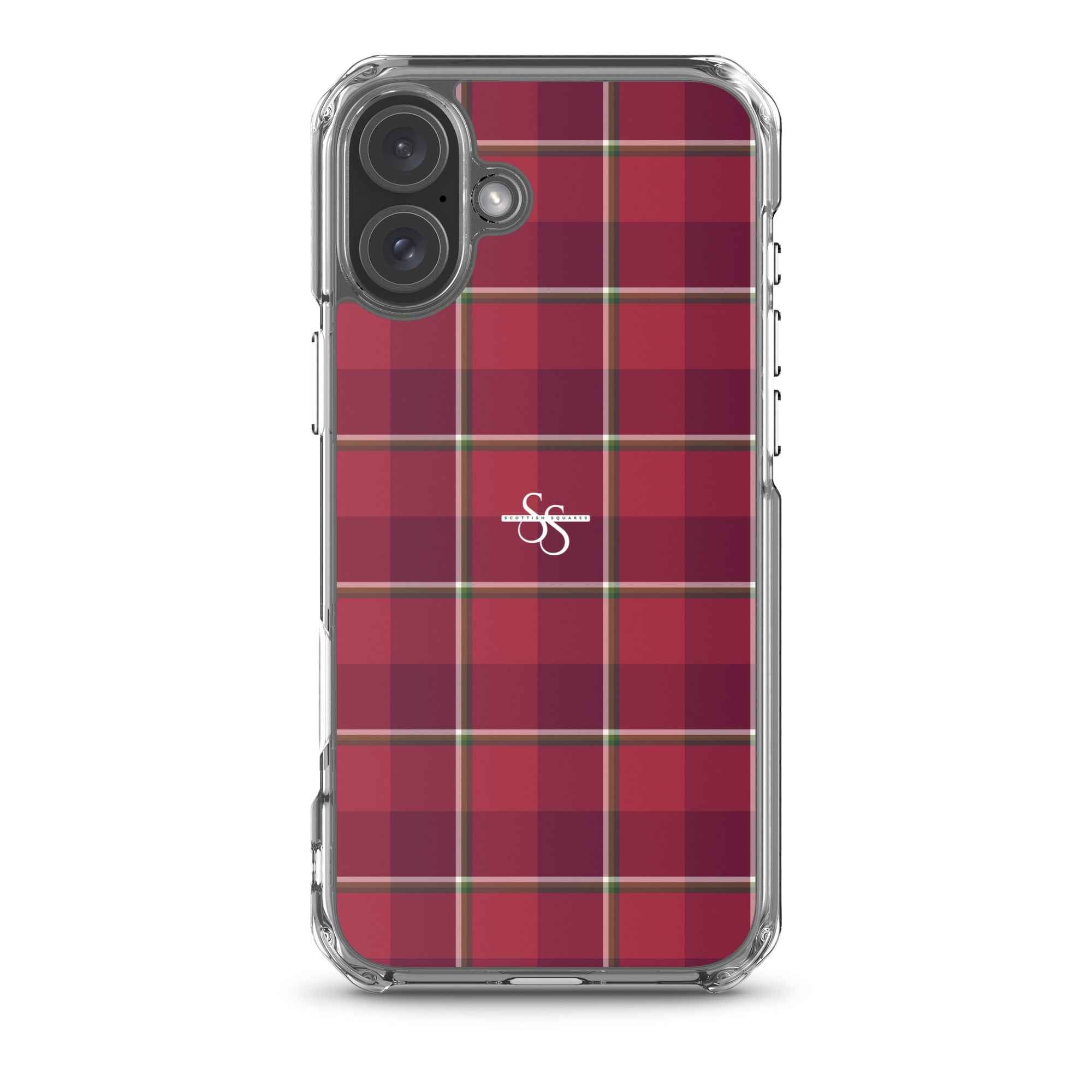 Clear Case for iPhone Old Brick and Cab Sav Plaid iPhone 16 Plus - Scottish Squares