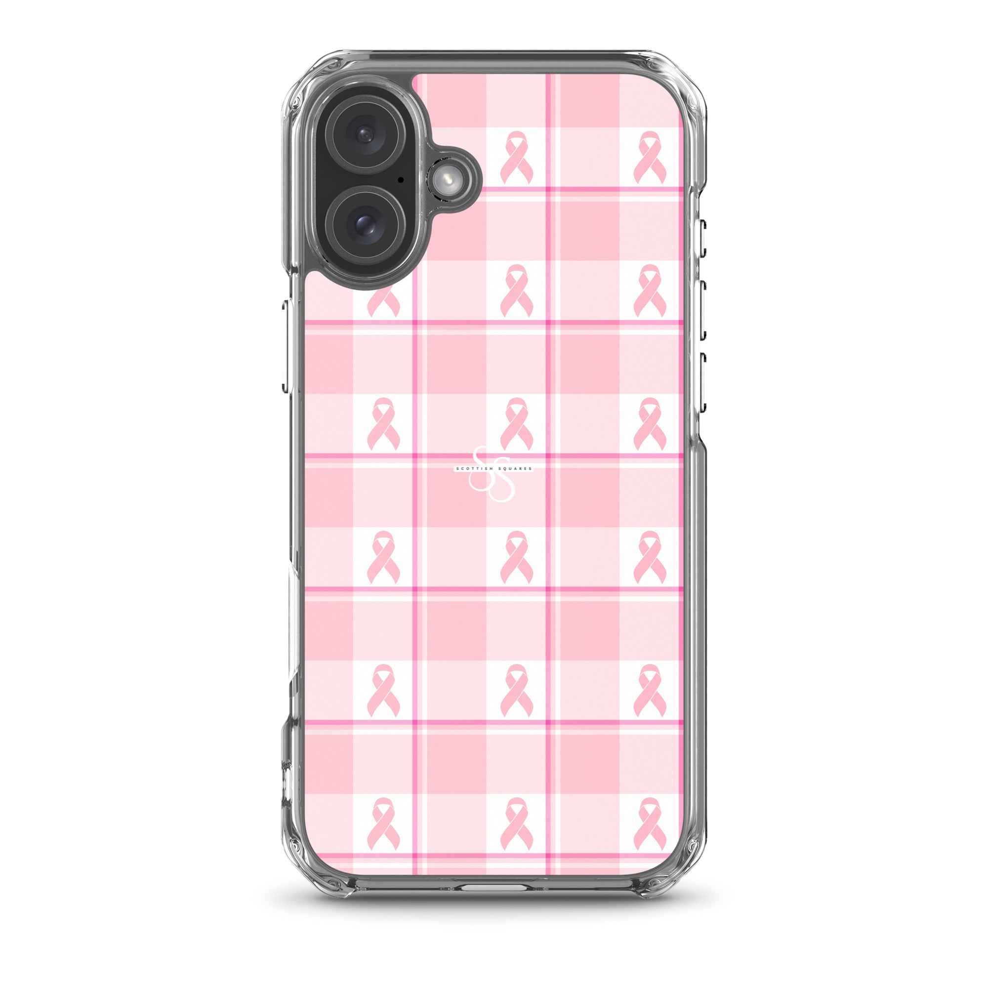 Clear Case for iPhone Breast Cancer Awareness Plaid iPhone 16 Plus - Scottish Squares