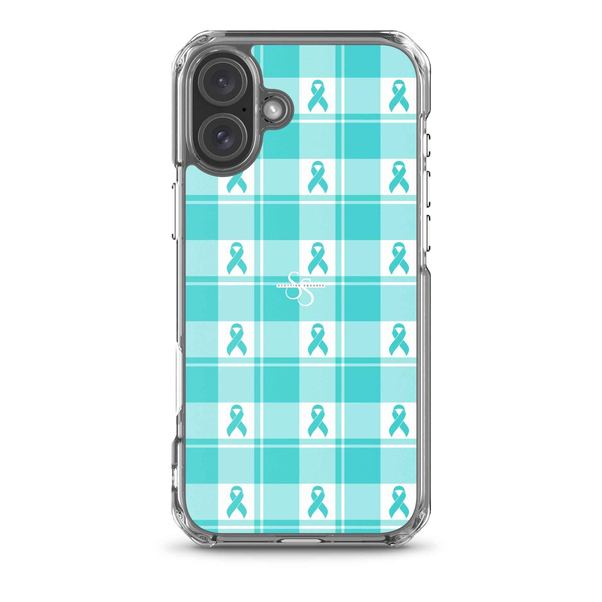 Clear Case for iPhone Ovarian Cancer Awareness Plaid iPhone 16 Plus - Scottish Squares