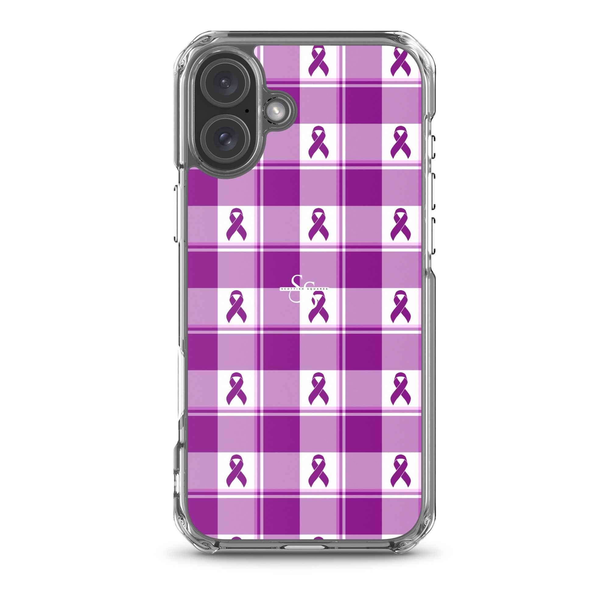 Clear Case for iPhone Pancreatic Cancer Awareness Plaid iPhone 16 Plus - Scottish Squares