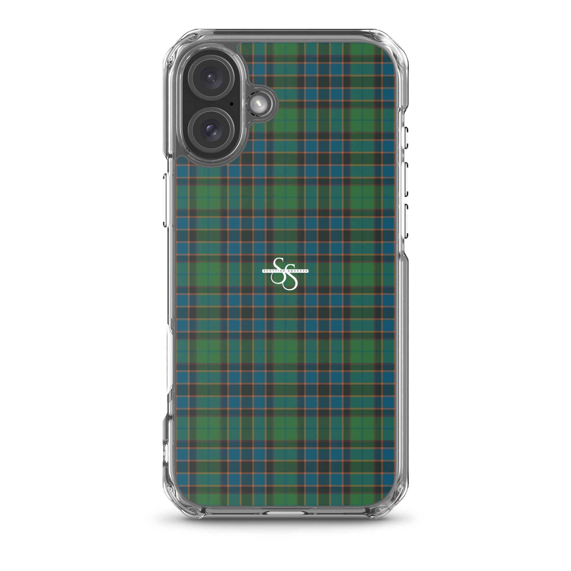 Clear Case for iPhone Green Blue Orange Plaid Tartan
