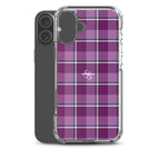Clear Case for iPhone Purple and Trendy Pink Plaid - Scottish Squares