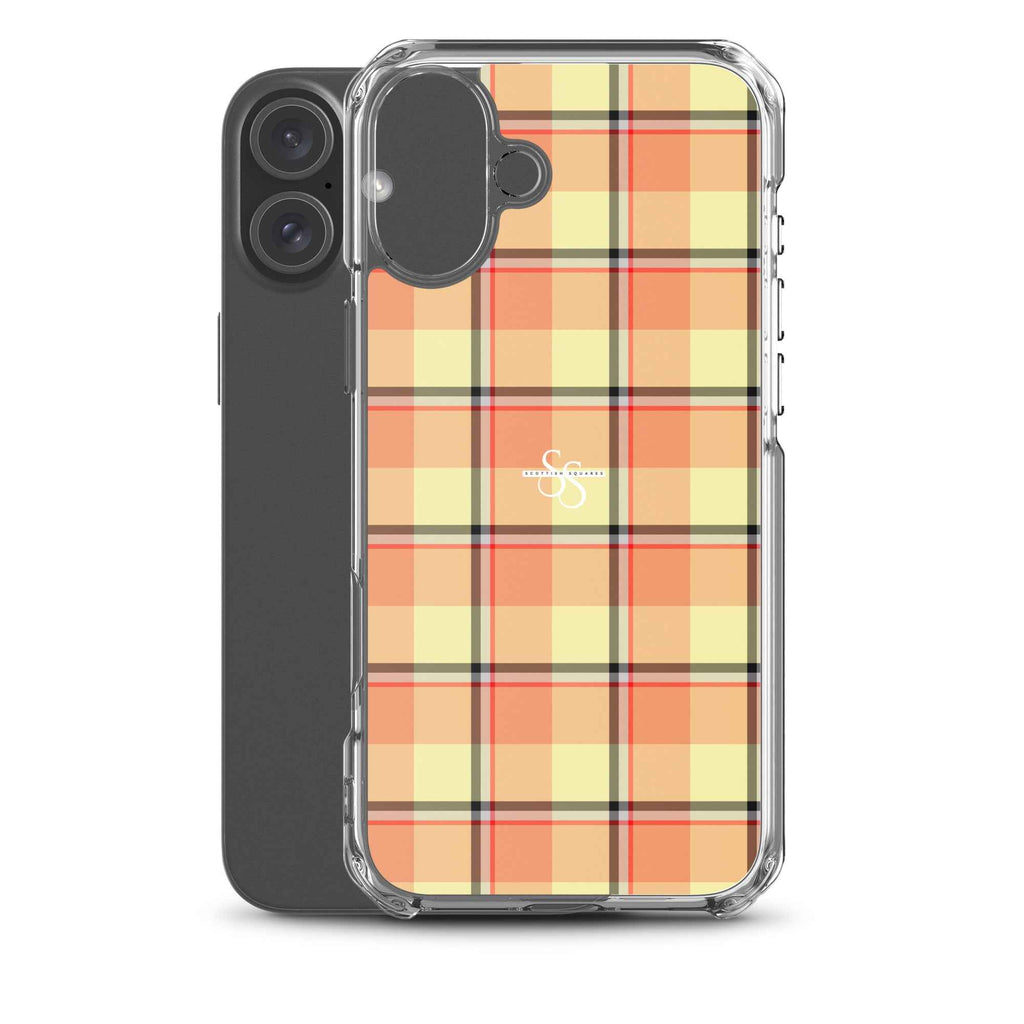 Clear Case for iPhone Claystone and Morning Mist Plaid - Scottish Squares