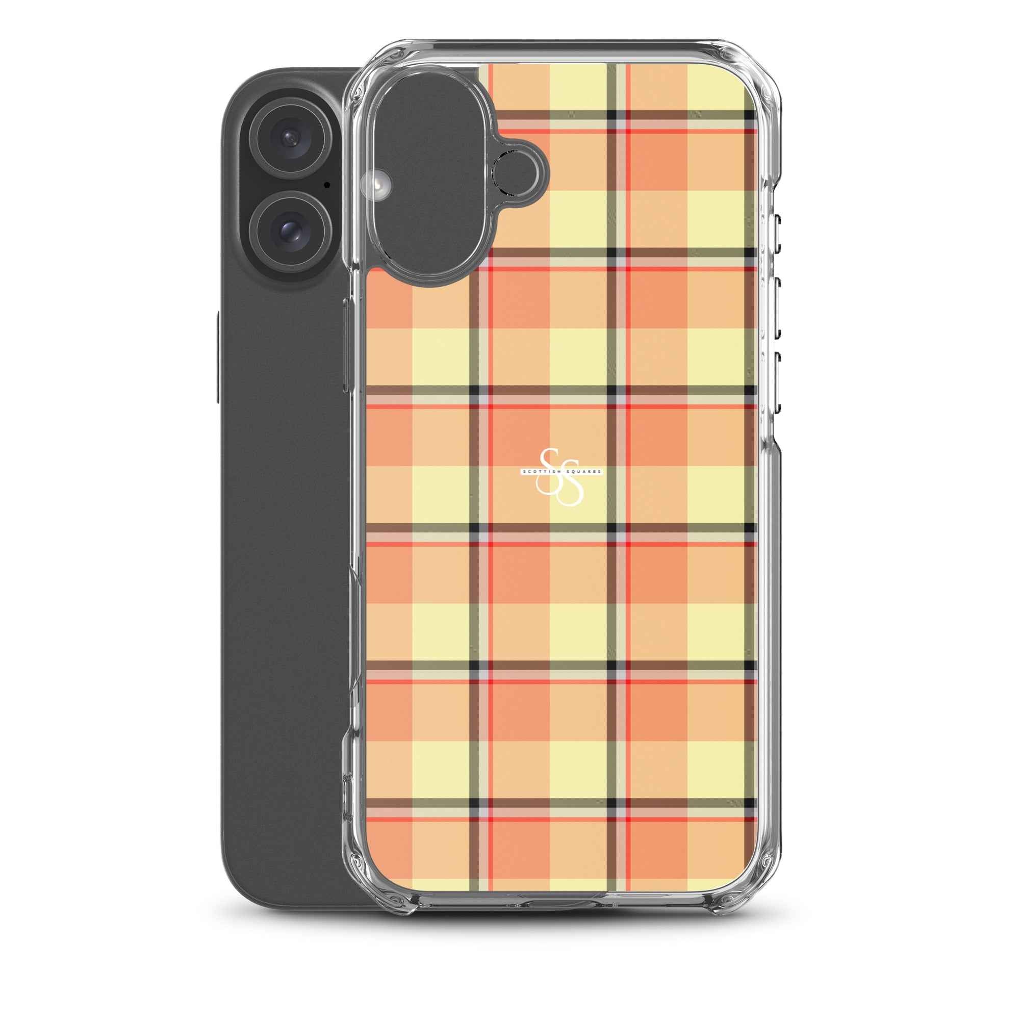 Clear Case for iPhone Claystone and Morning Mist Plaid - Scottish Squares