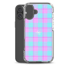 Clear Case for iPhone Mauve and Coastal Mist Plaid - Scottish Squares