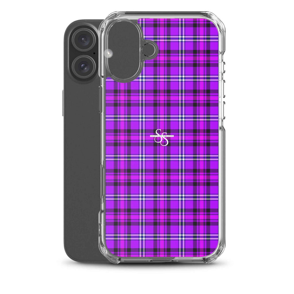 Clear Case for iPhone Electric Violet and Fuchsia Plaid - Scottish Squares