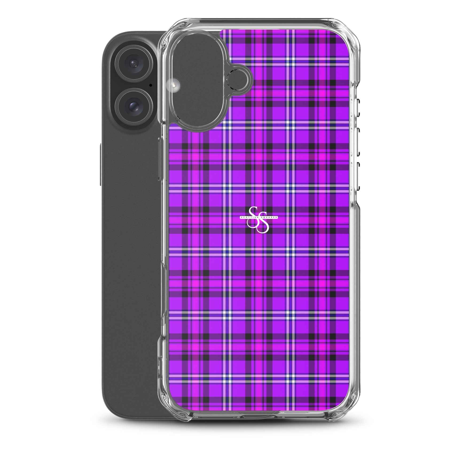 Clear Case for iPhone Electric Violet and Fuchsia Plaid - Scottish Squares