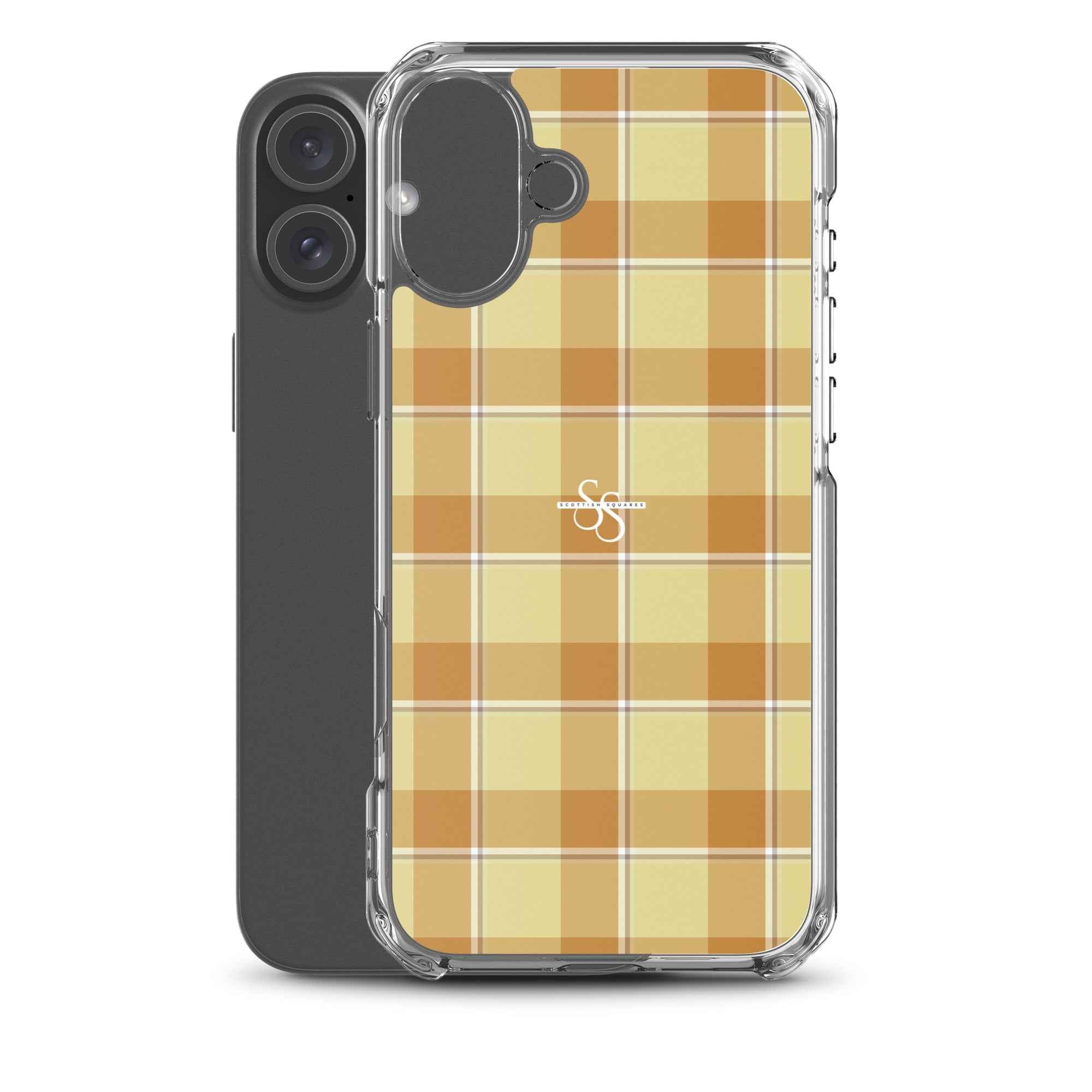 Clear Case for iPhone Zombie and Copper Plaid - Scottish Squares