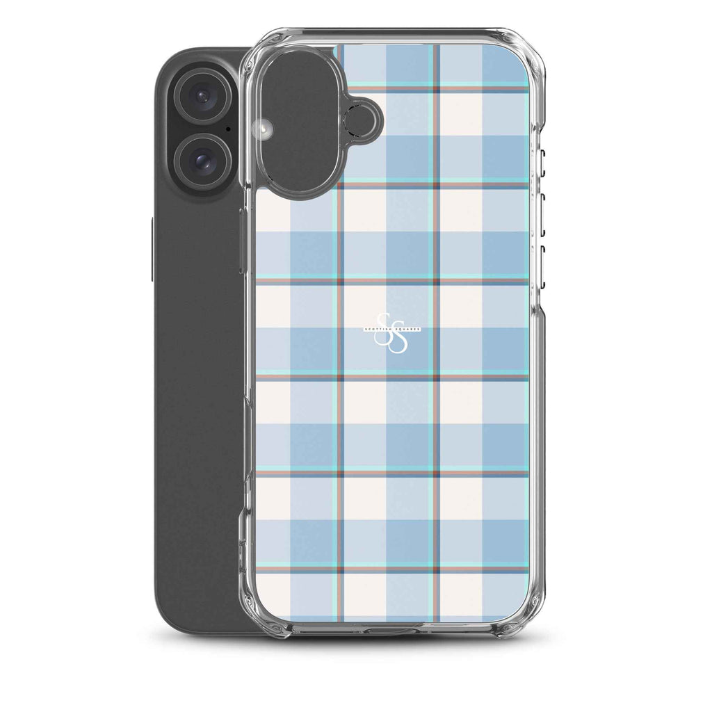 Clear Case for iPhone Pink Cloud and Blue Lagoon Plaid - Scottish Squares