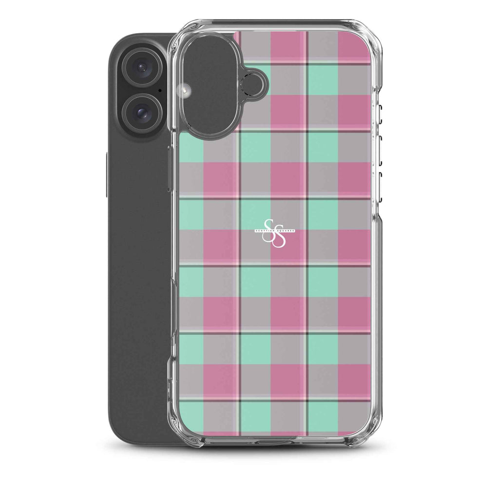 Clear Case for iPhone Vista Blue and Turkish Rose Plaid - Scottish Squares
