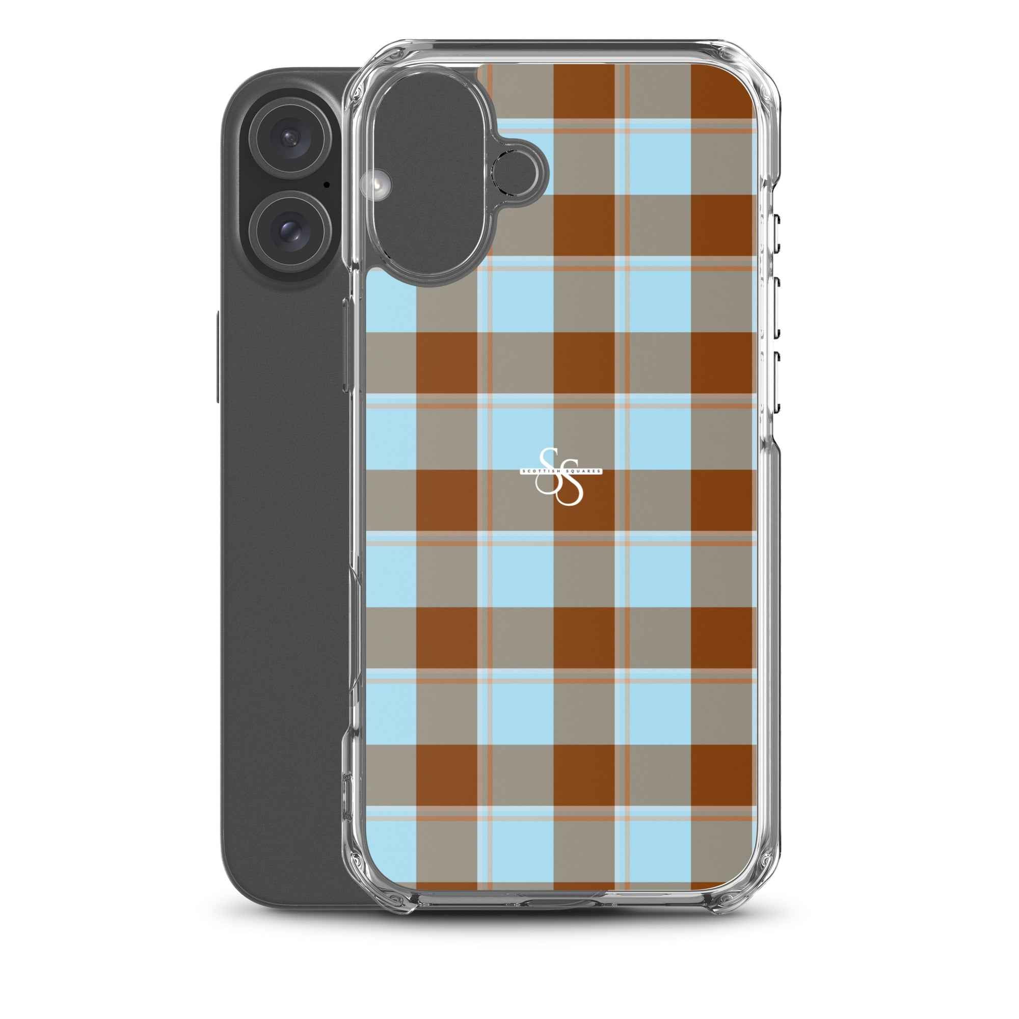 Clear Case for iPhone Blizzard Blue and Livid Brown Plaid - Scottish Squares