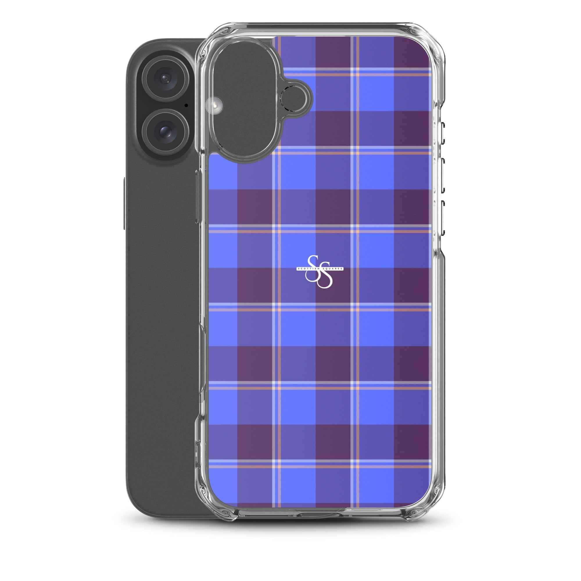 Clear Case for iPhone Cornflower Blue and Livid Brown Plaid - Scottish Squares
