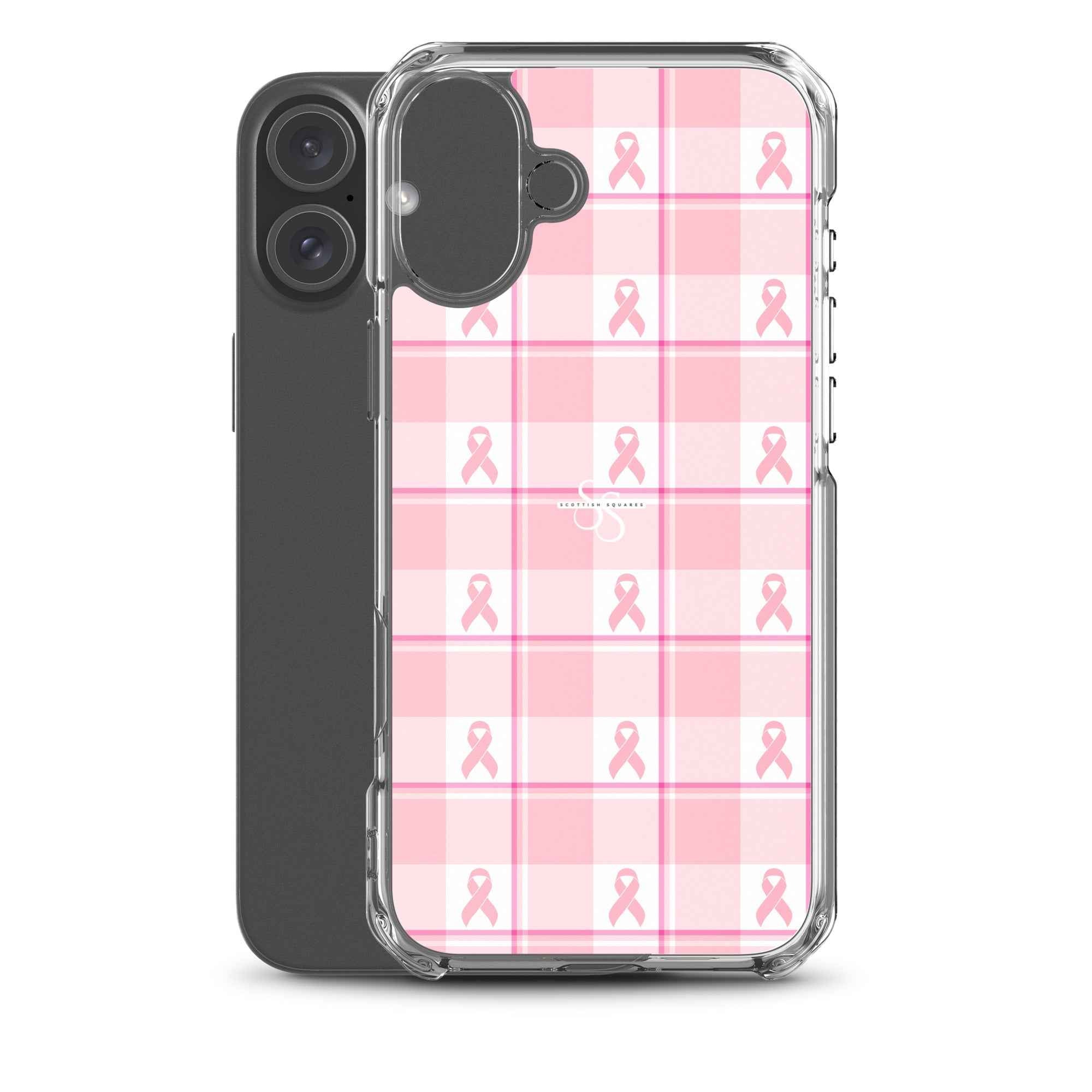 Clear Case for iPhone Breast Cancer Awareness Plaid - Scottish Squares