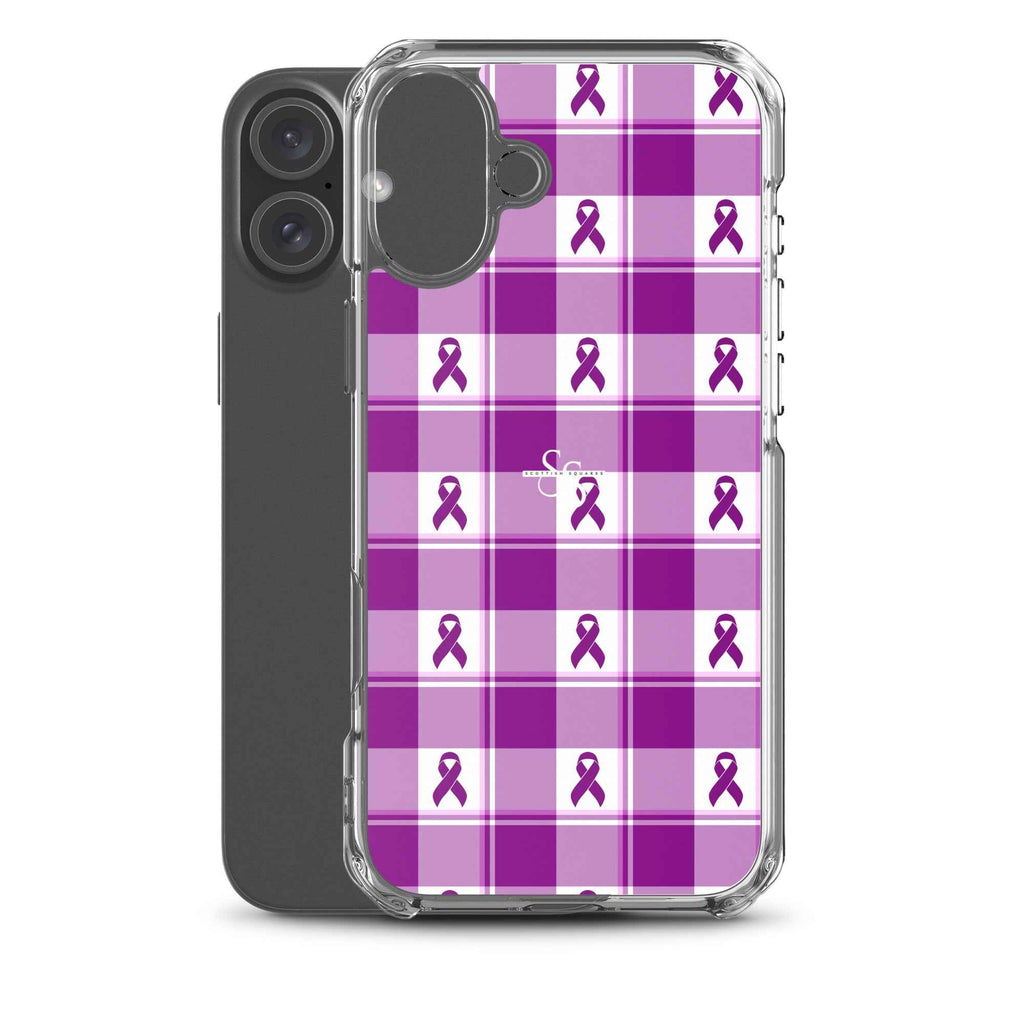 Clear Case for iPhone Pancreatic Cancer Awareness Plaid - Scottish Squares