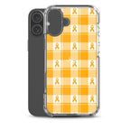 Clear Case for iPhone Kidney Cancer Awareness Plaid, Orange Ribbon, Supportive Gift - Scottish Squares