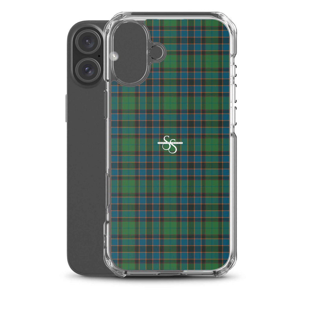 Clear Case for iPhone Green Blue Orange Plaid Tartan
