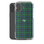 Clear Case for iPhone Green Blue Orange Plaid Tartan
