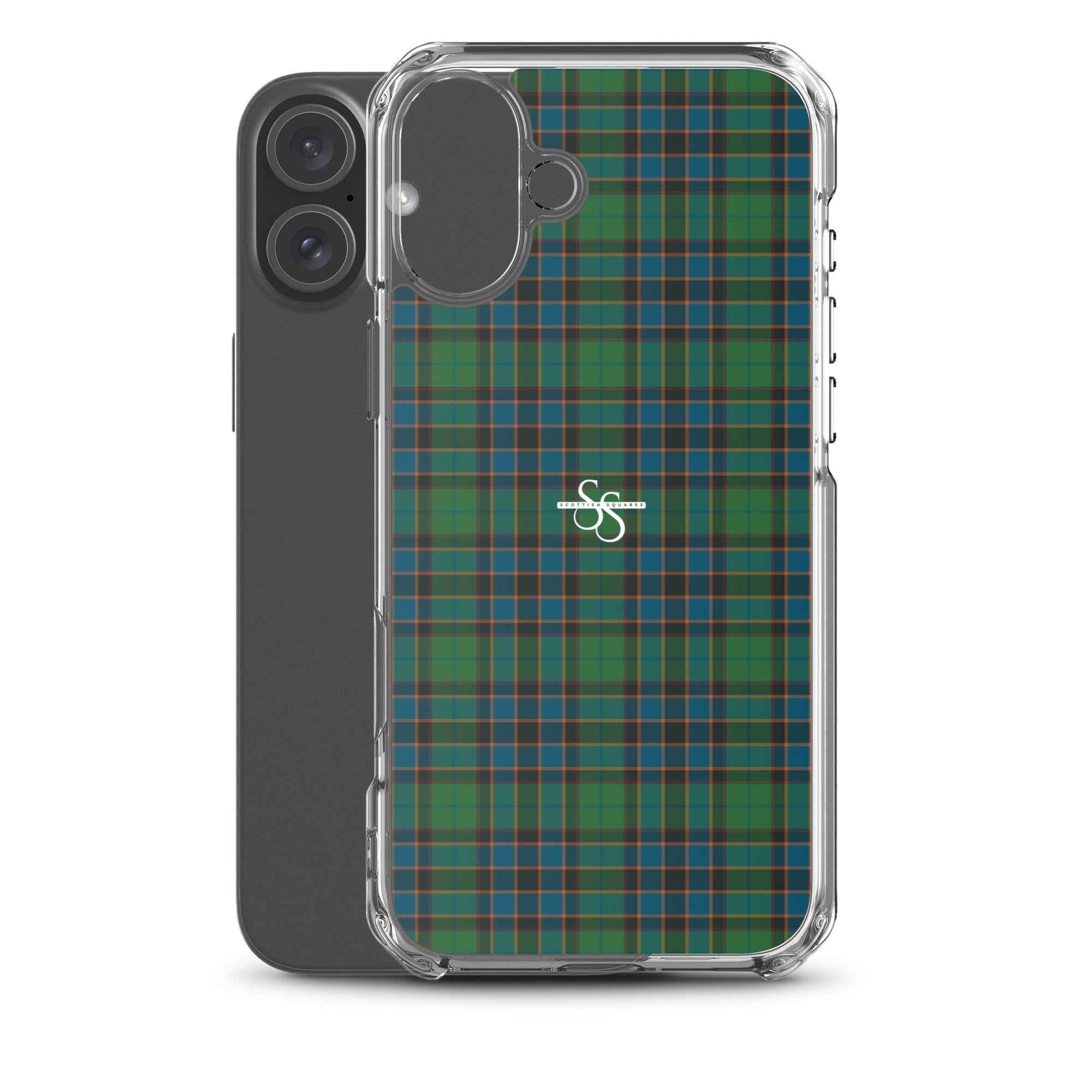 Clear Case for iPhone Green Blue Orange Plaid Tartan