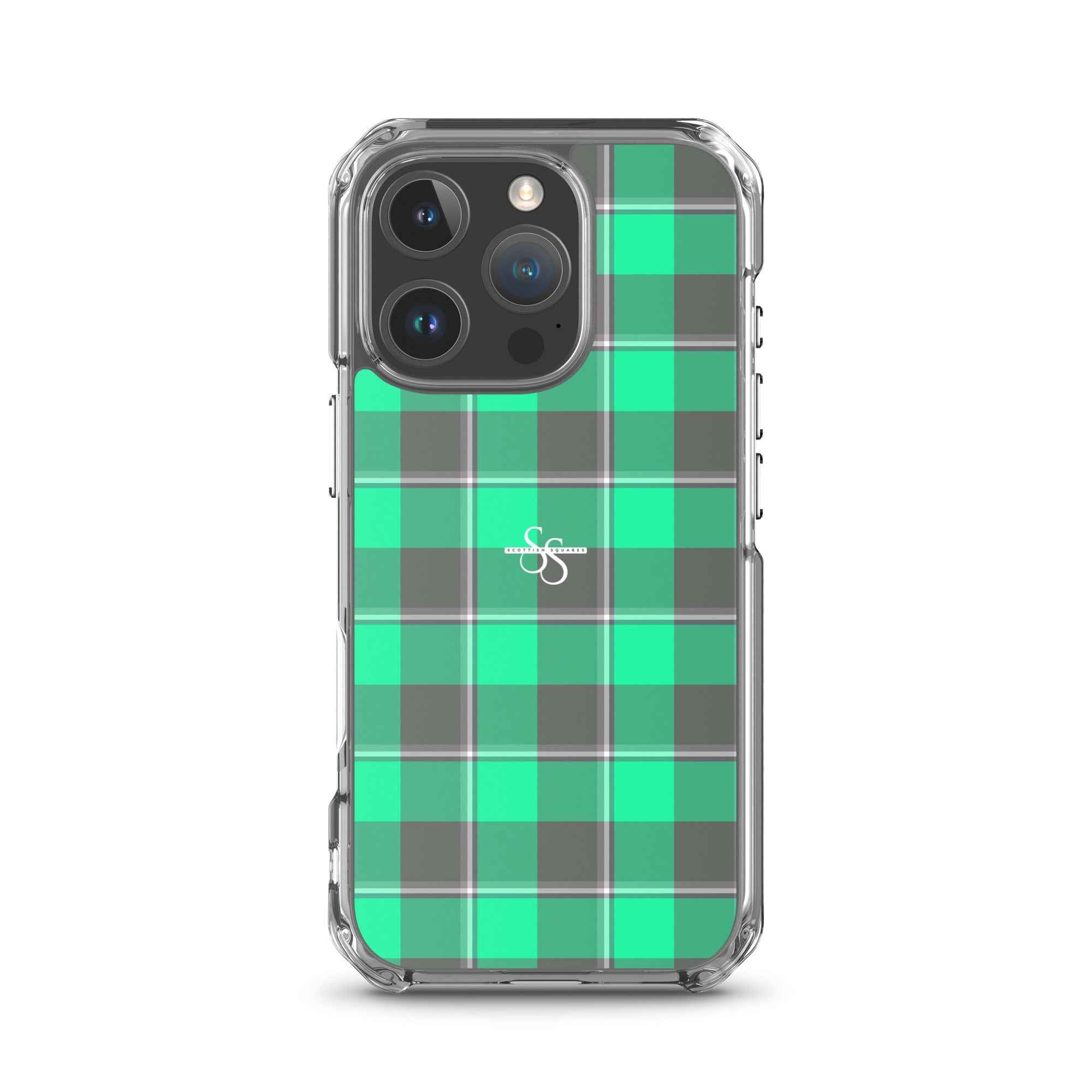 Clear Case for iPhone Spring Green and Finlandia Plaid iPhone 16 Pro - Scottish Squares